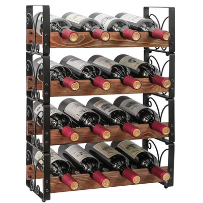 4-tier wooden wine rack