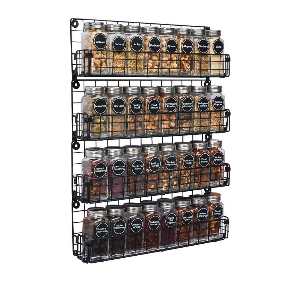 Black Spice Rack 4Tier Wall Mounted Xcosrack