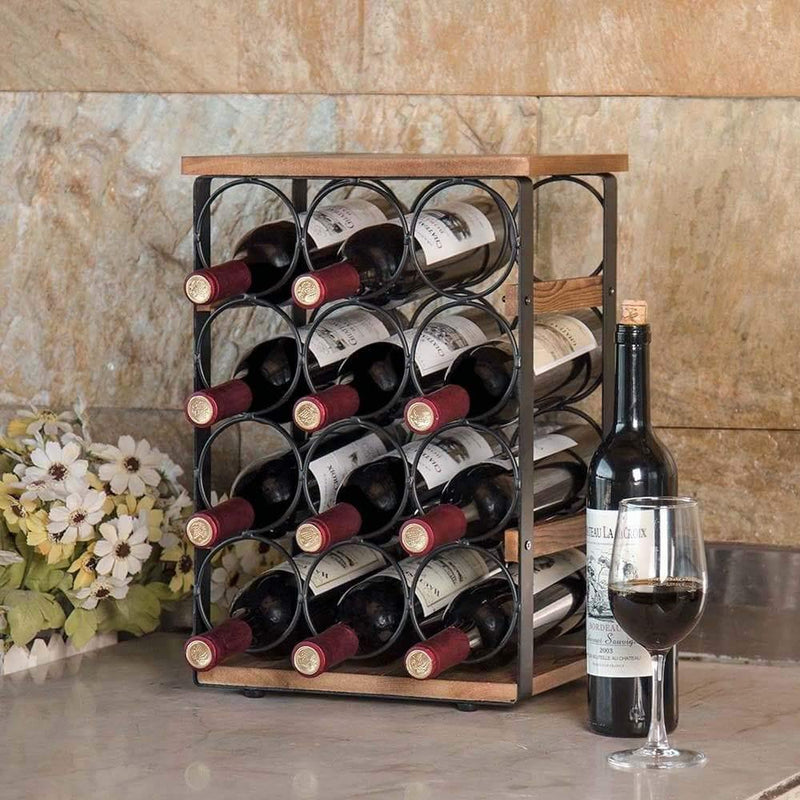 12 bottle wine rack on the table