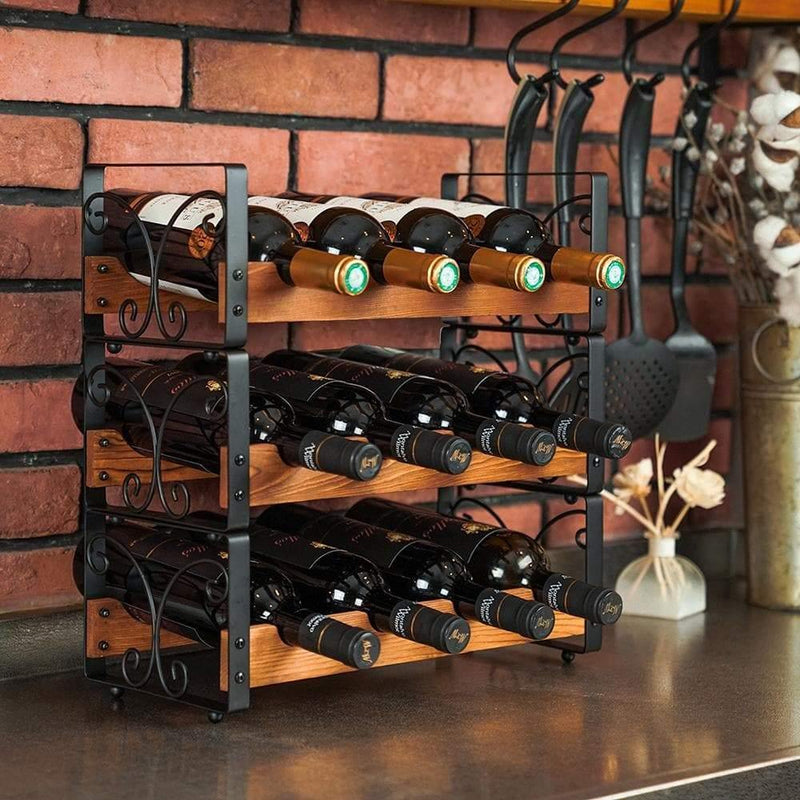 12 bottle wine rack on the countertop