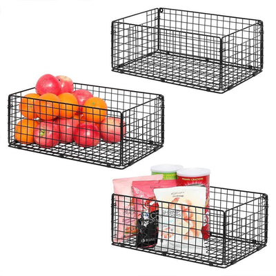 X-cosrack Stackable Wire Baskets for Pantry Organizers and Storage, 3-tier  Food Packet/Can Organizer with 4 Removable Dividers, Large Kitchen Storage