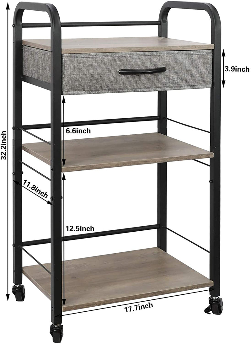 3 tier wooden rolling cartsize chart