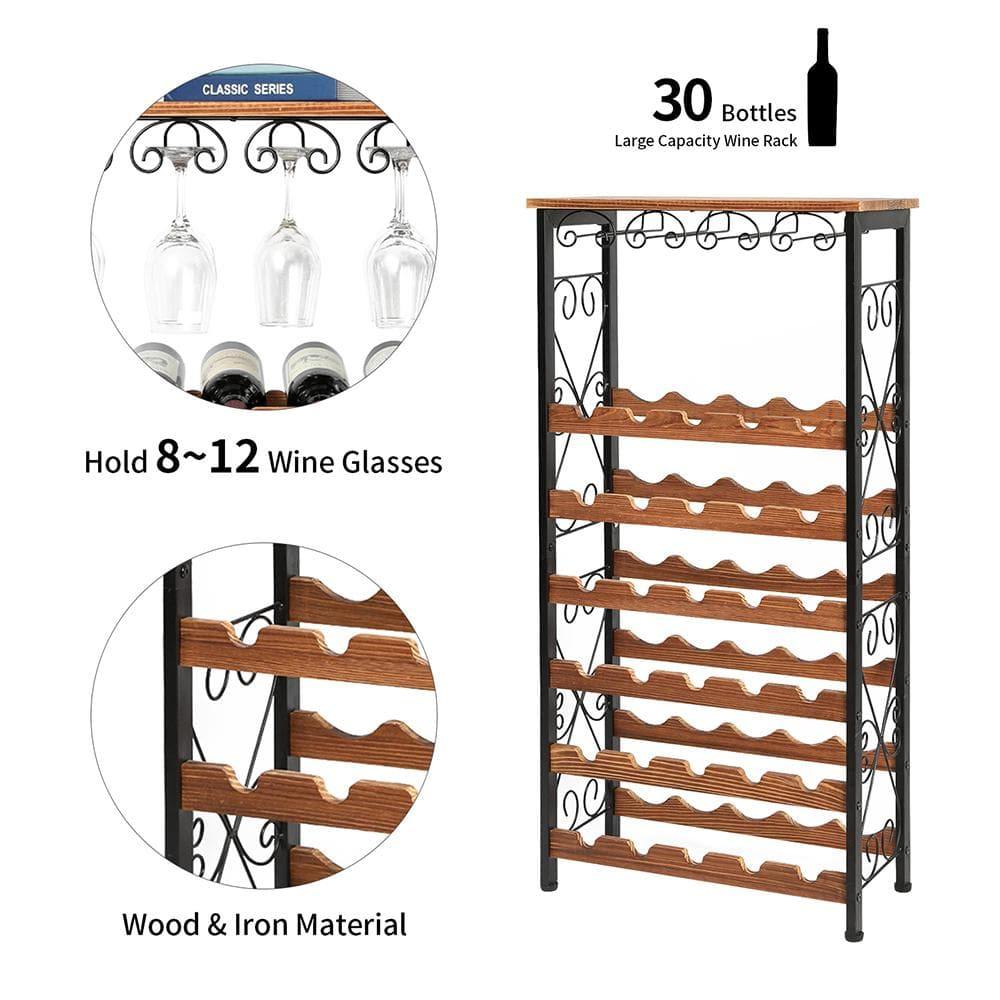 Glass 30 Inch Wine Rack Freestanding Wine Rack 30 Bottles, Tier X-cosrack