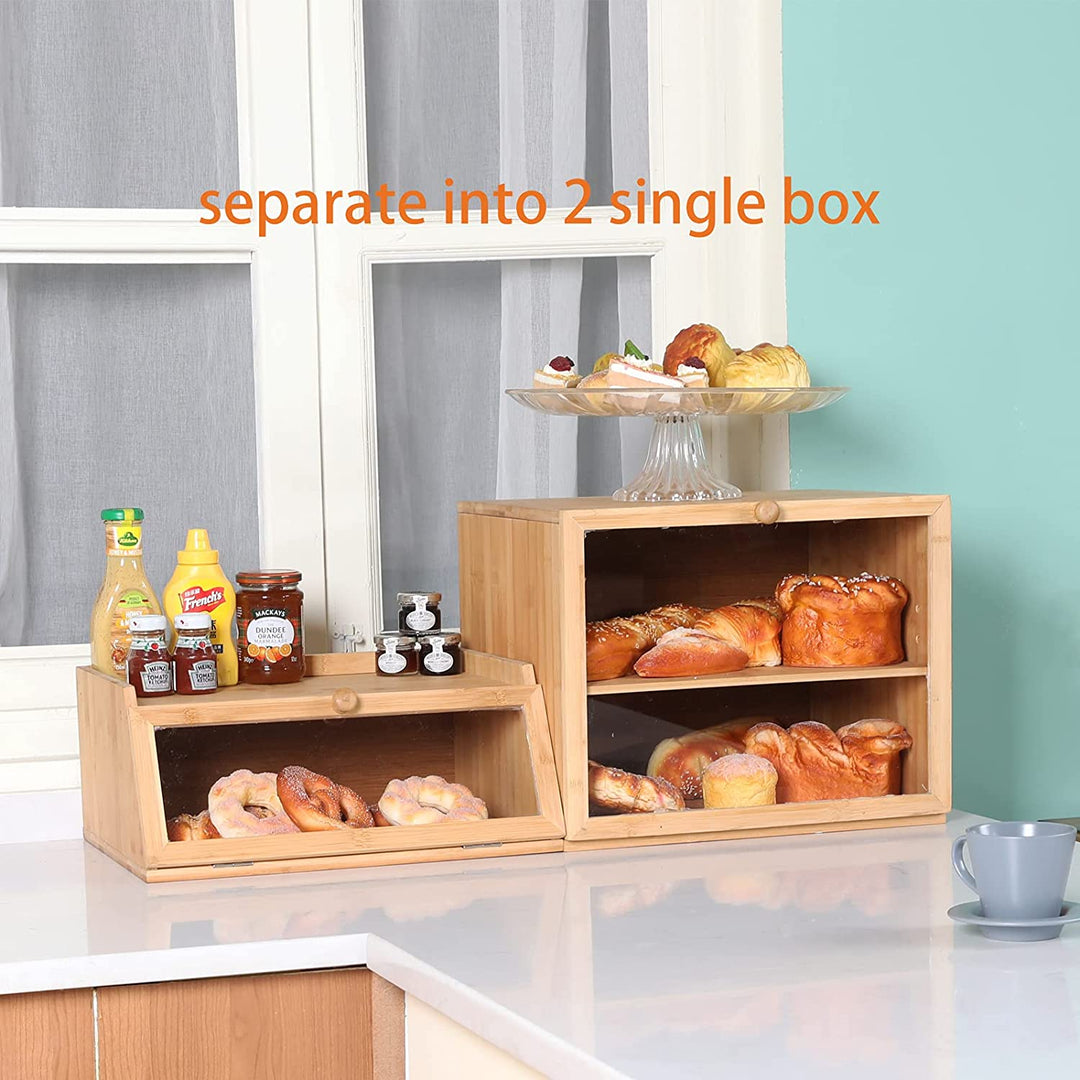 Bamboo Bread Box, 3 Adjustable Panel