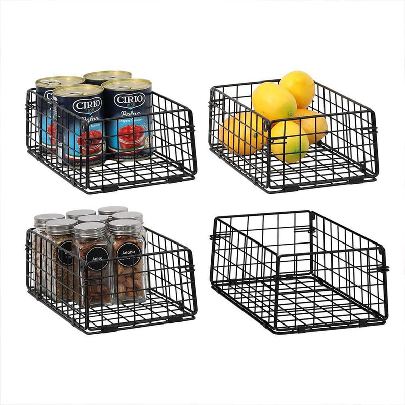 Pantry Storage Baskets, 4-Pack-Black X-cosrack
