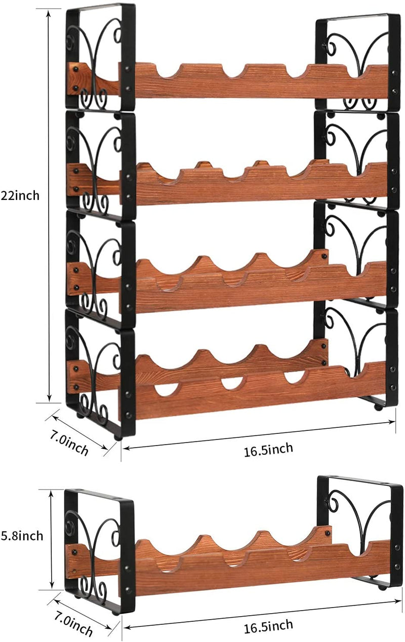 4-tier stackable countertop wine rack size chart