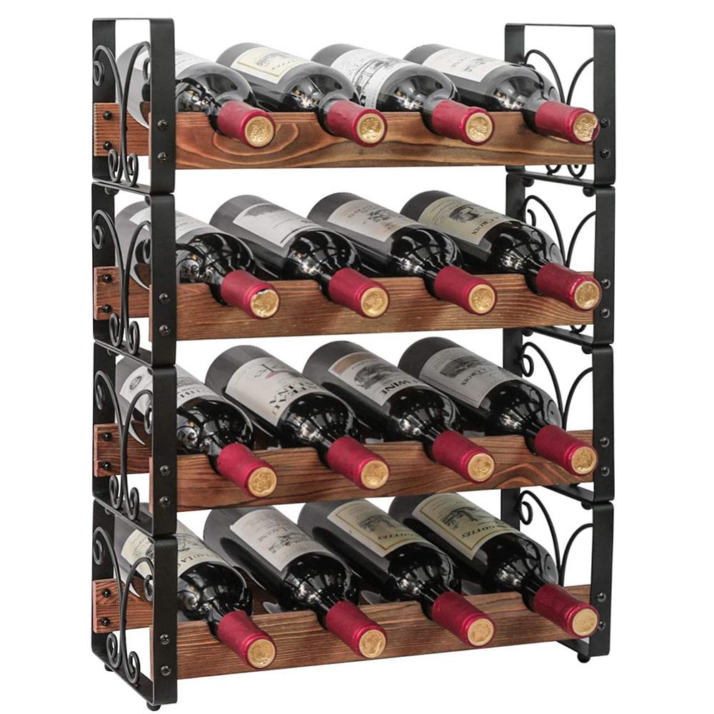 Stackable Modular Wine Rack 16 Bottles, 4 Tier Xcosrack
