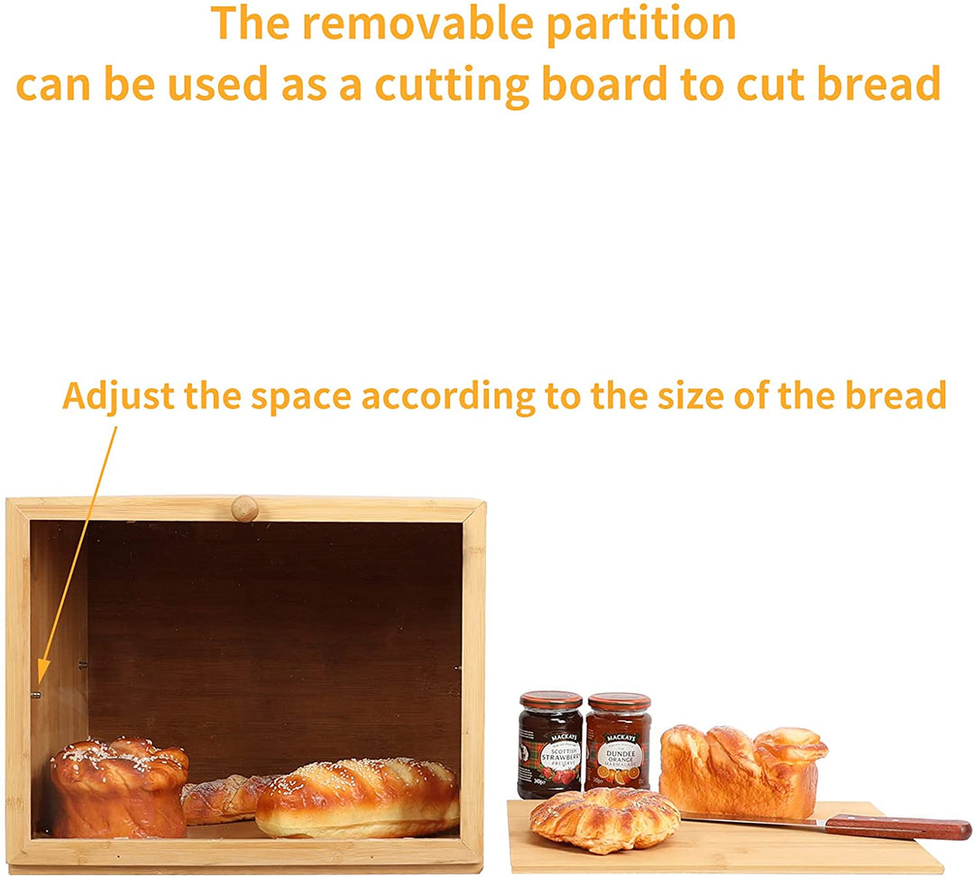 bread booster box Bamboo Bread Box, 3 Adjustable Panel