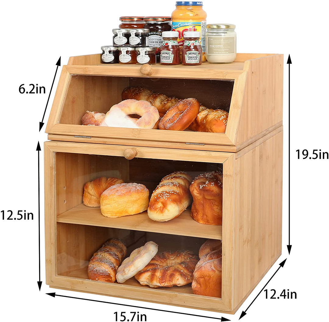Bamboo Bread Box, 3 Adjustable Panel | X-cosrack