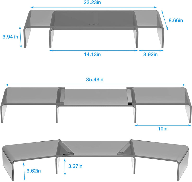 Clear acrylic computer monitor stand