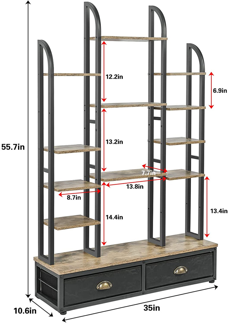 Free Standing Bookshelf with 2 Drawers