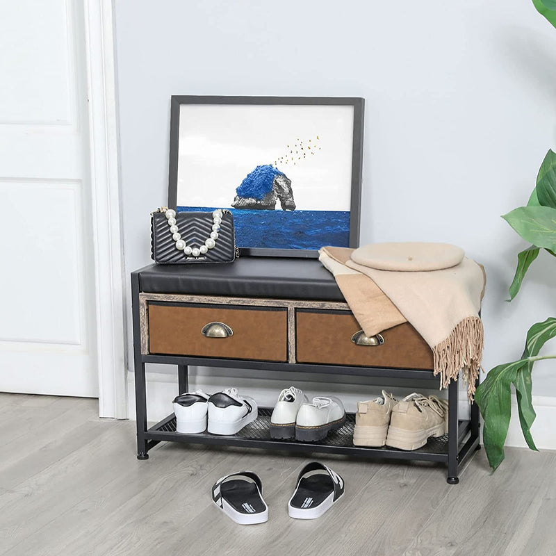 Industrial Shoe Entryway Bench