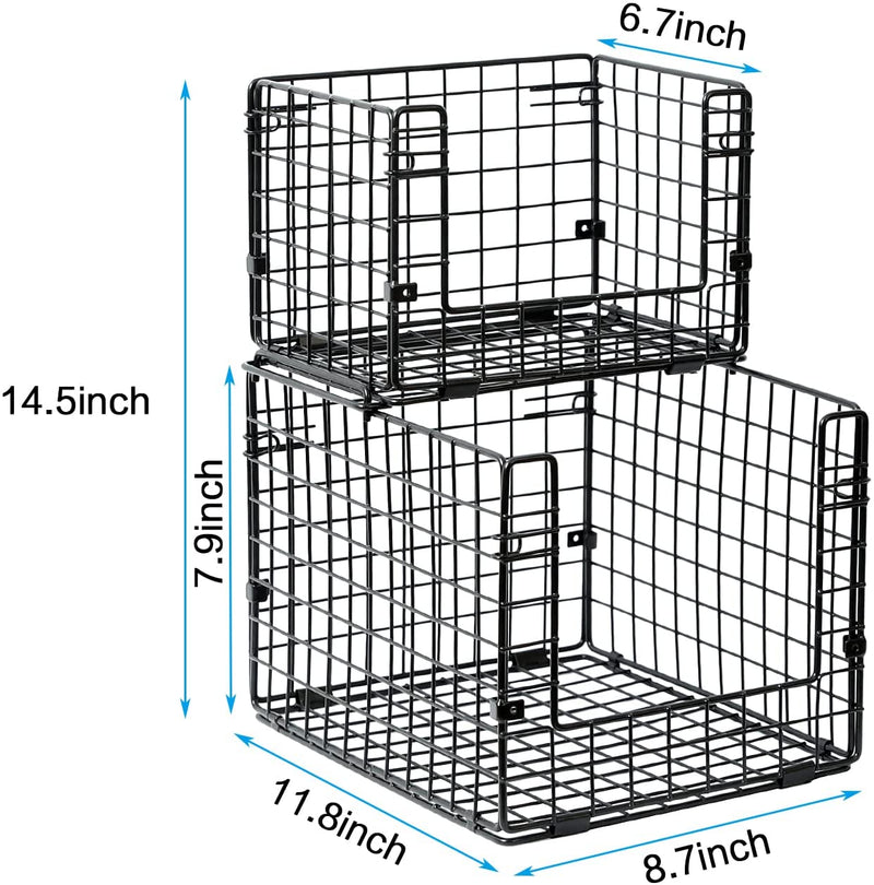 X-cosrack XXL Stackable Wire Baskets for Pantry Organizers and Storage, 2  Pack Snack Organizer Baskets with 4 Removable Dividers, Metal Pantry  Storage