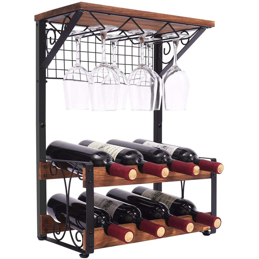 Farmhouse Wine Rack 8 Bottles, 2 Tier | X-cosrack