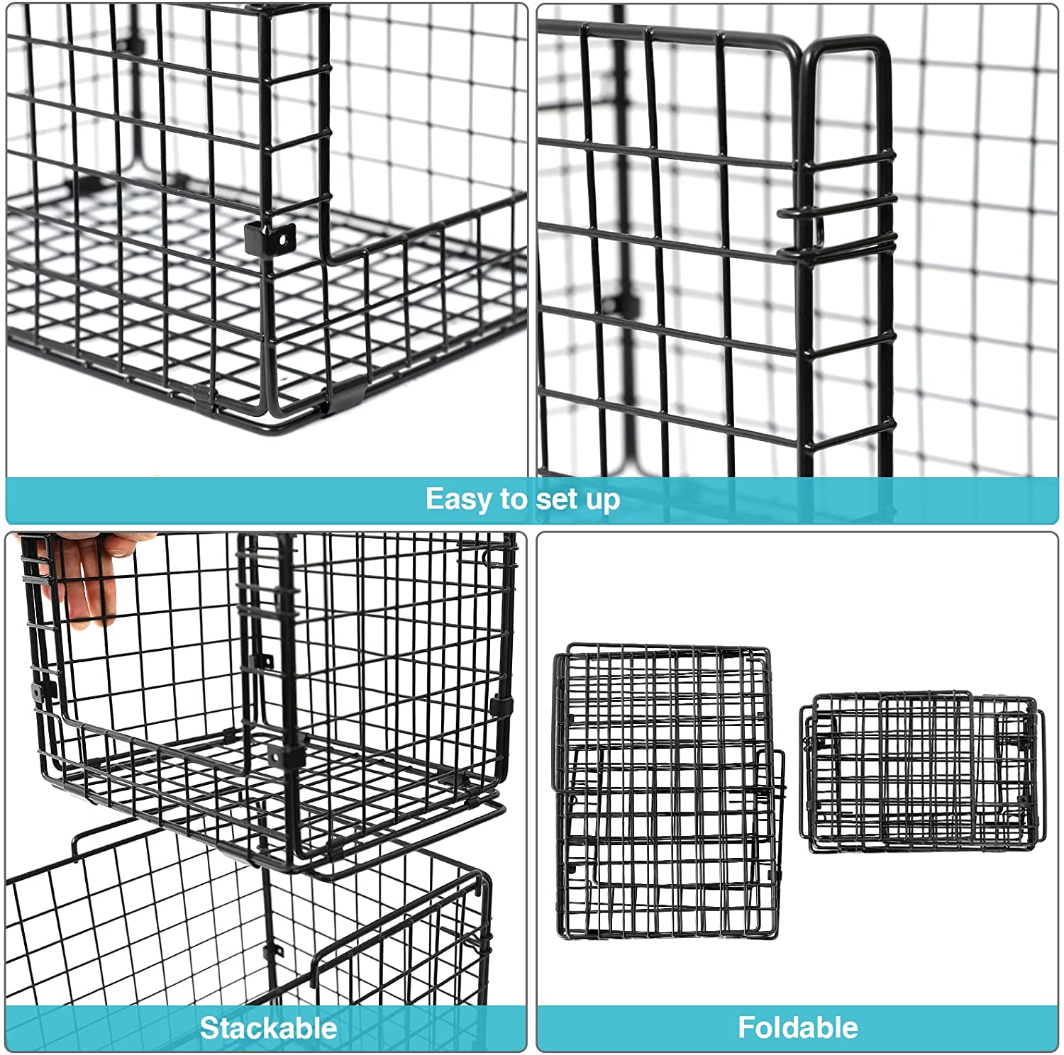 X-cosrack Stackable Wire Baskets for Pantry Storage and Organization,Food  Packet Organizer with Removable Dividers,Multifunctional Pantry Baskets for