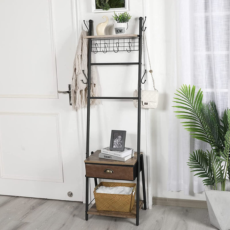 bathroom ladder shelf next to the door