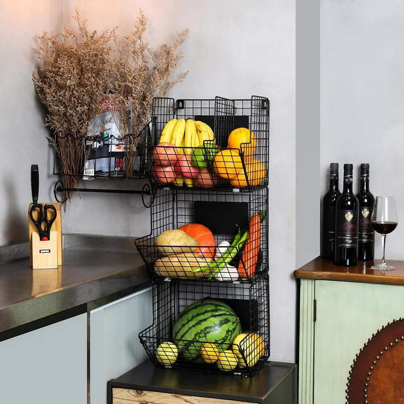 Black Metal Wire Wall Baskets | X-cosrack