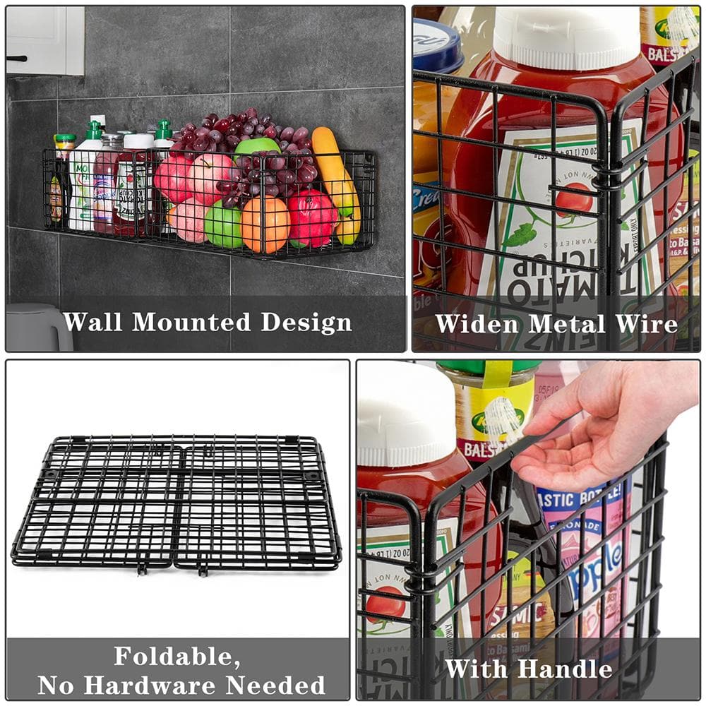 ごみ箱 STEEL ORGANIZER Black Metal Wire Storage Baskets | X-cosrack