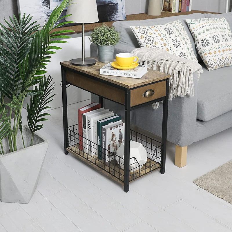 end tables with drawers next to table