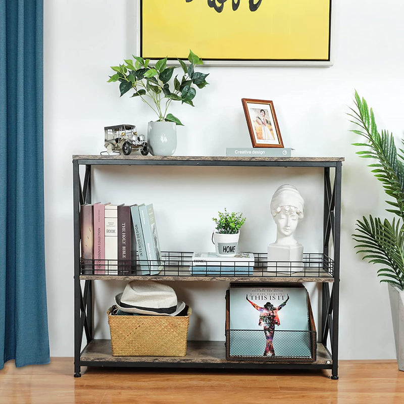 entryway console table next to plant