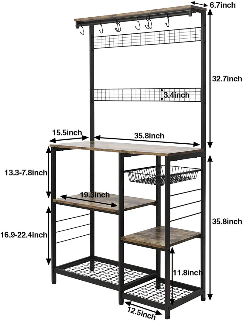 farmhouse bakers rack size chart