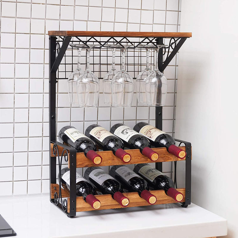 farmhouse wine rack on the table