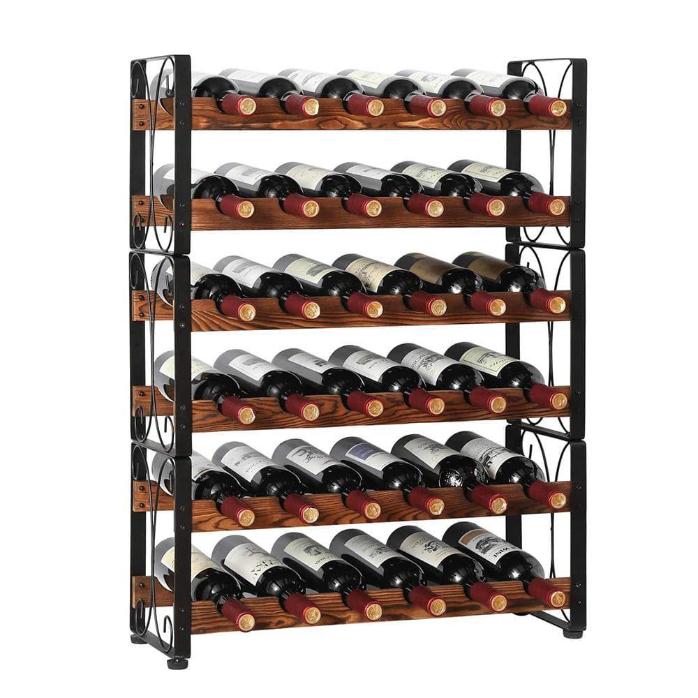 Corsica vertical wood and metal wine rack best sale