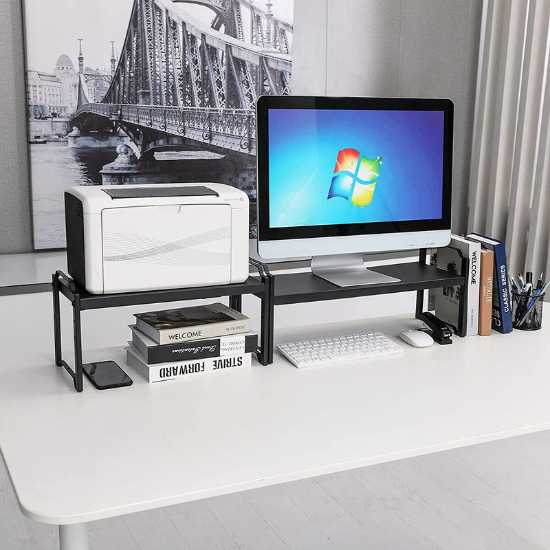 freestanding spice rack on the computer desk