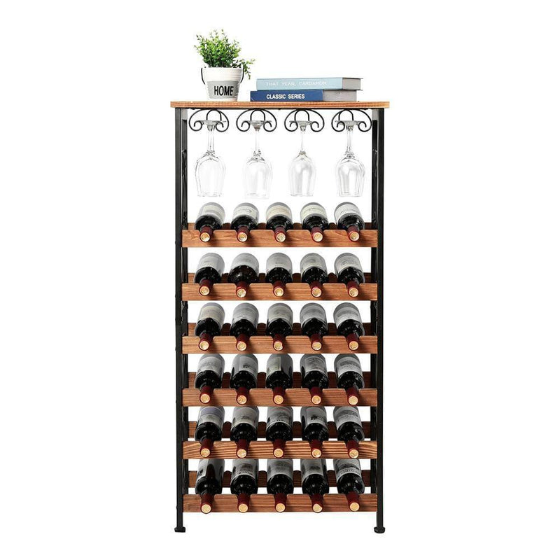 freestanding wine rack 30 bottles 6 tier
