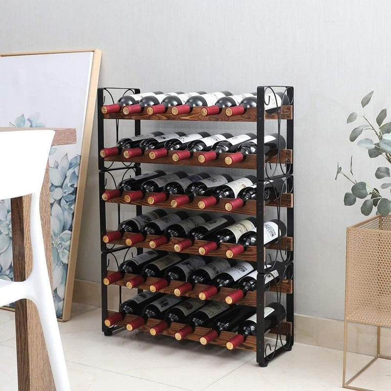 industrial wine rack in the living room