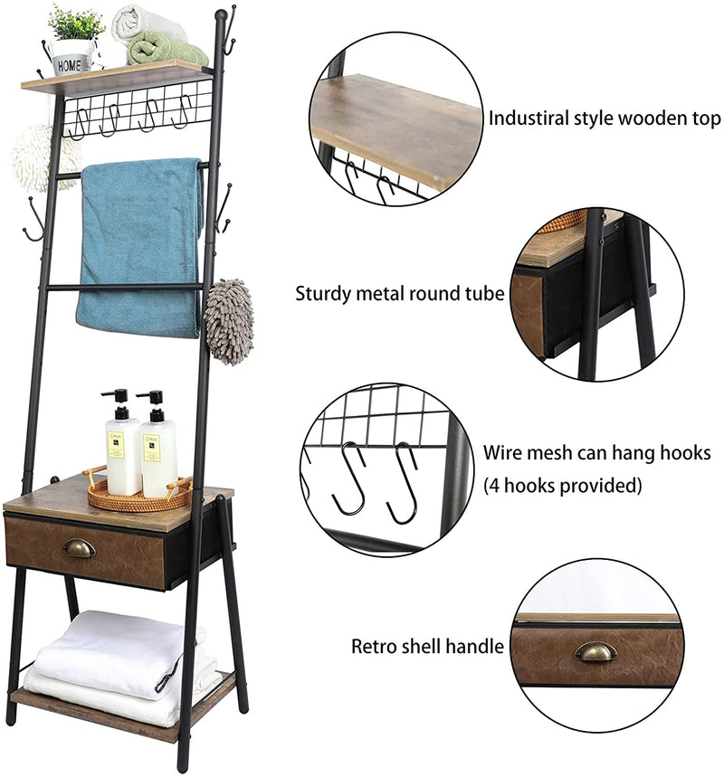 ladder shelf with drawer detail show