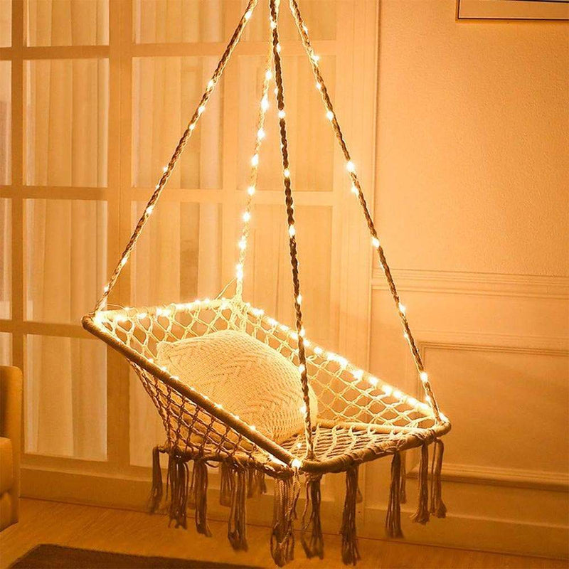 macrame hammock chair lighting display