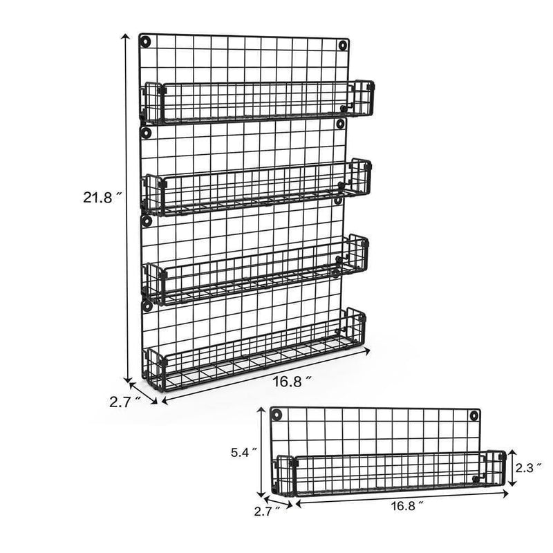 metal spice rack size chart