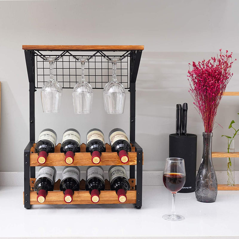 metal wine rack stand on the countertop
