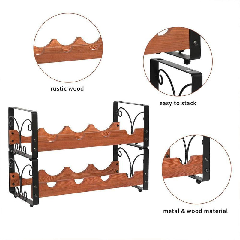 Stackable Wine Rack 8 Bottles, 2 Tier | X-cosrack
