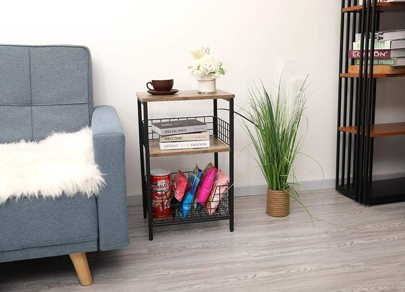 modern end tables next to sofa
