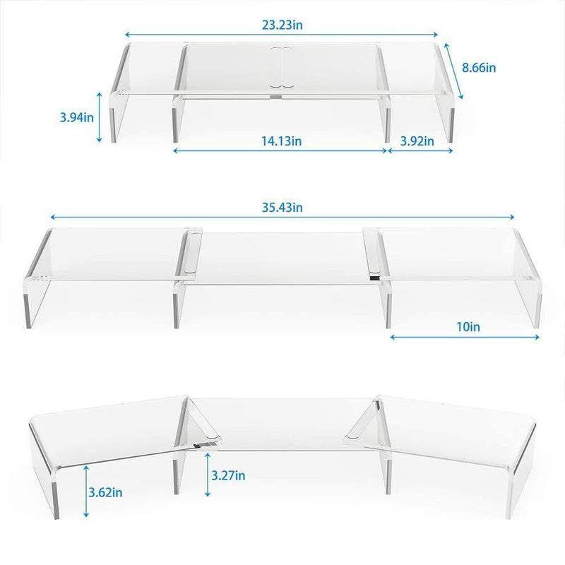 monitor stand for desk size chart