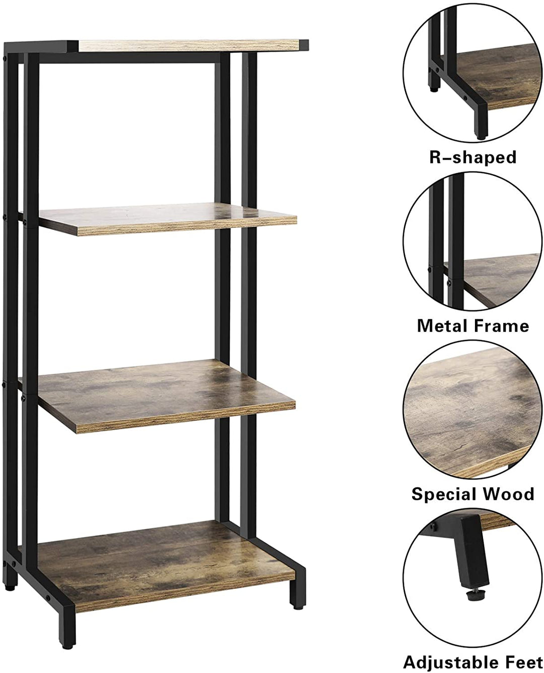 4-Tier Tower Shelf Storage Made Of Wood And Metal | X-cosrack