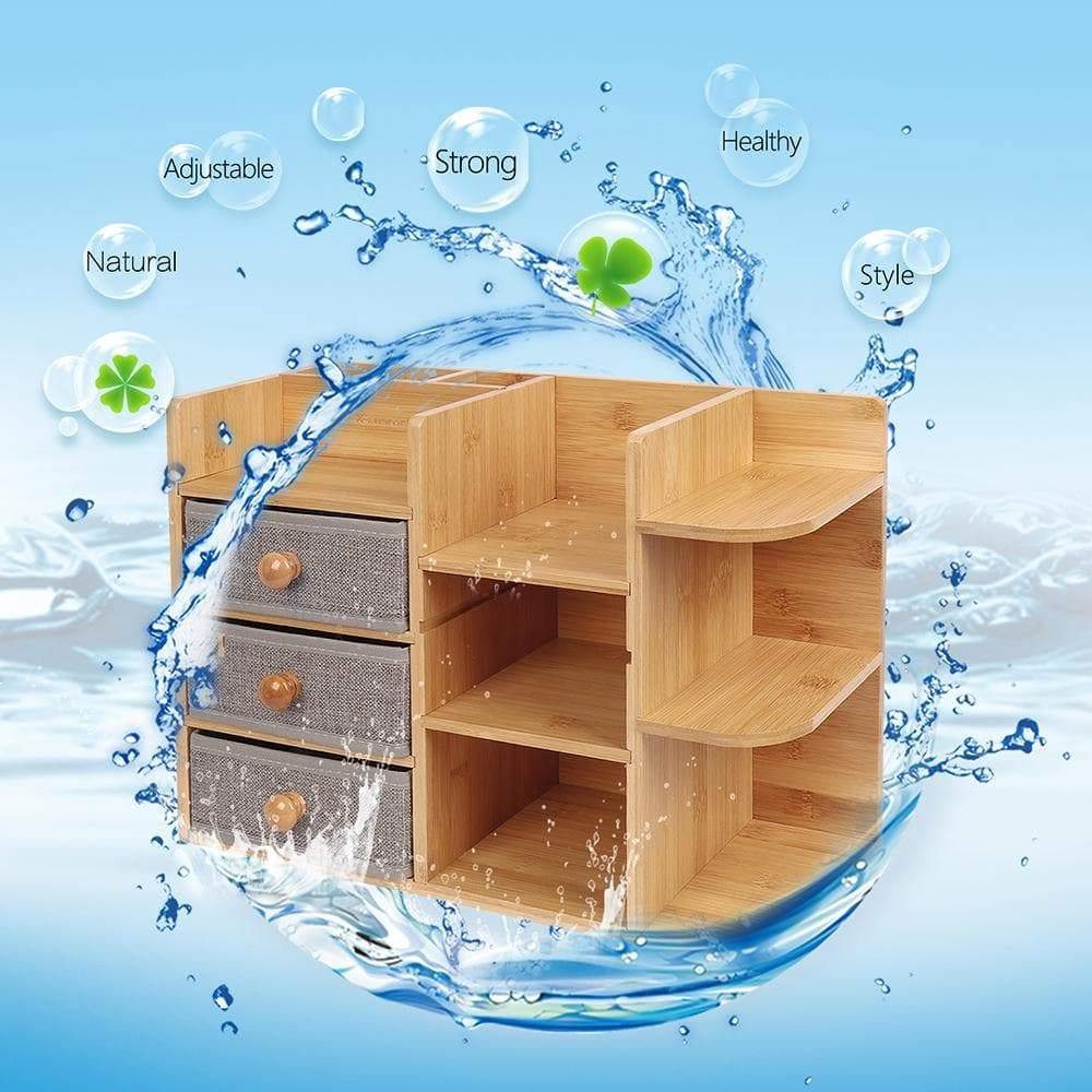 Bamboo Makeup Organizer, Cosmetic Drawer Organizer