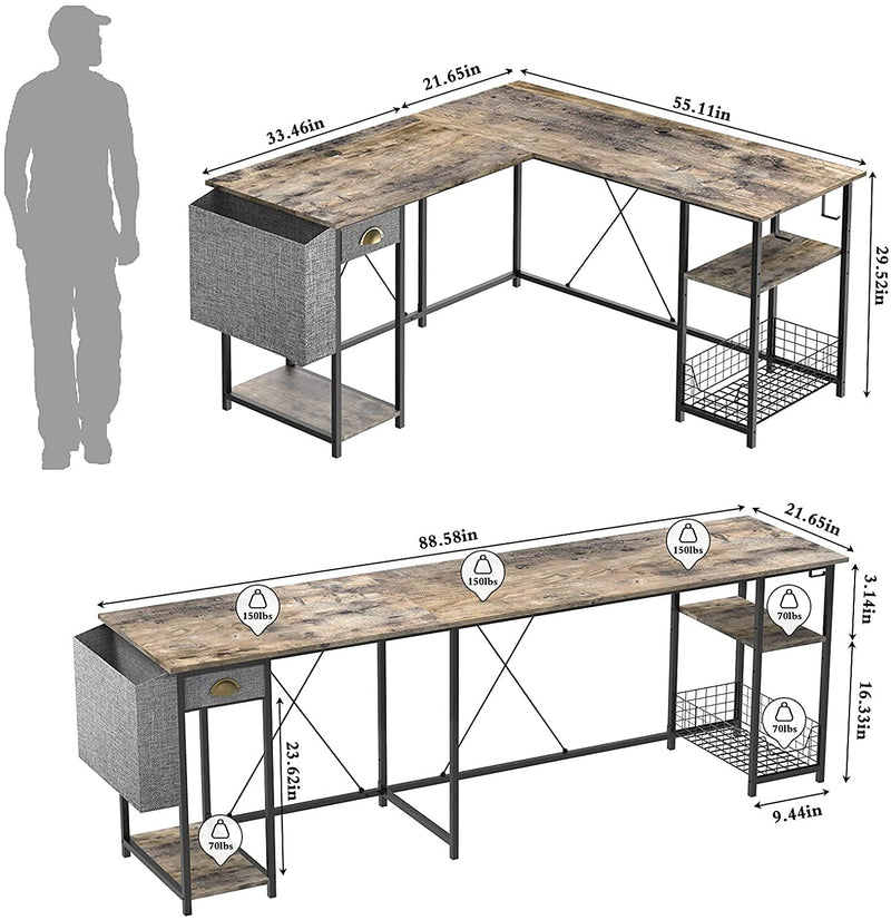 office computer desk size chart