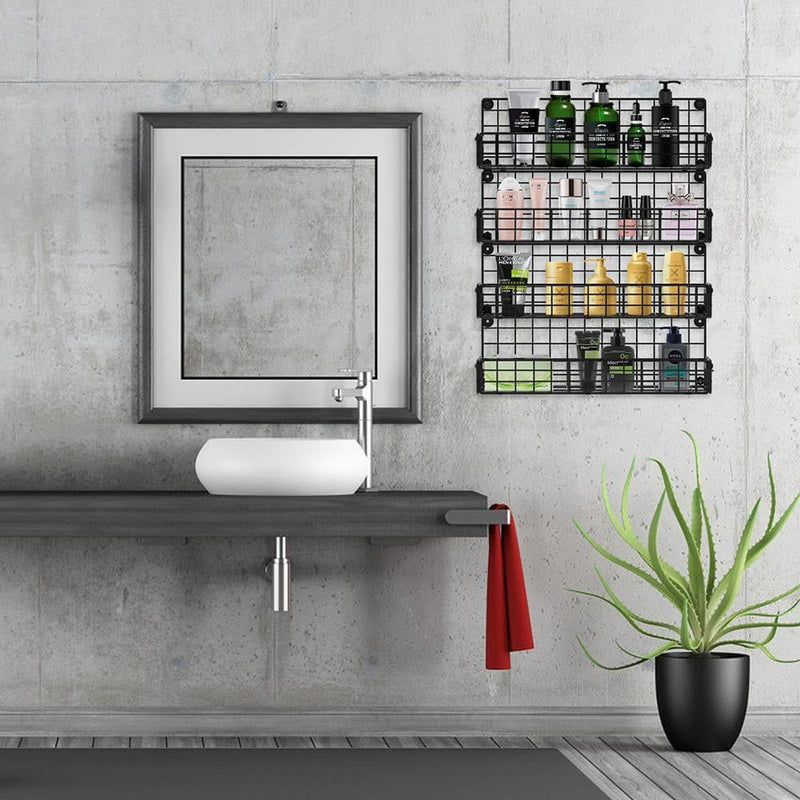 spice rack wall mounted in the bathroom