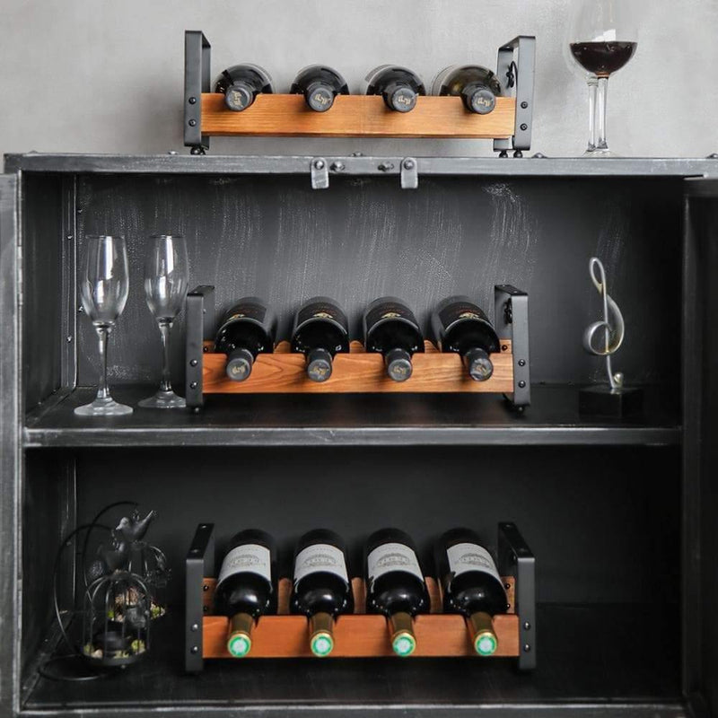stackable wine racks on the wood shelf