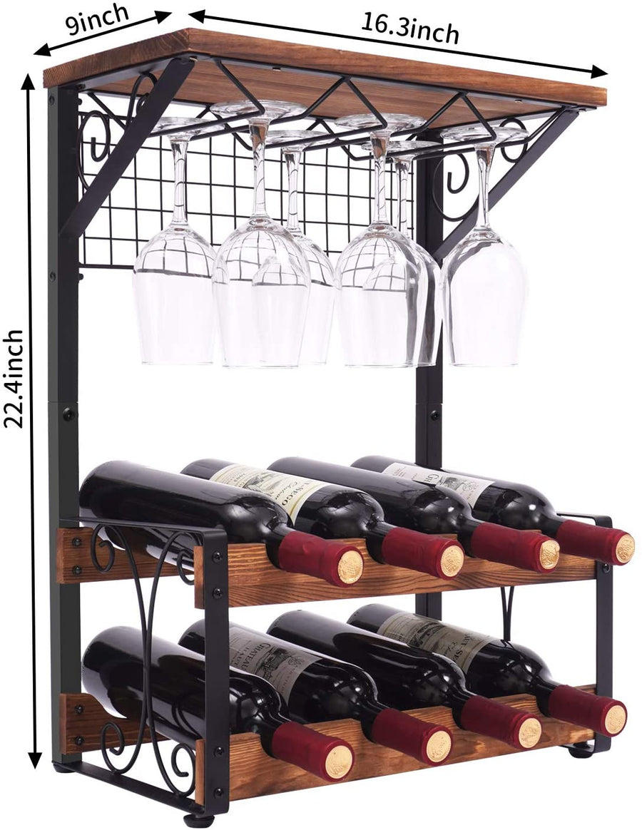 Farmhouse Wine Rack 8 Bottles, 2 Tier | X-cosrack