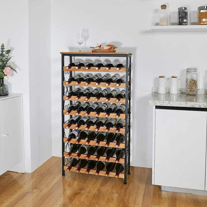 tall wine rack in the kitchen