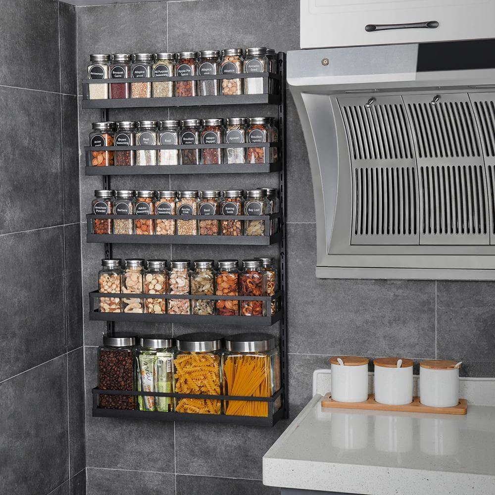 X-Cosrack Spice Rack Organizer Wall Mounted 4-Tier Stackable Hanging Spice  Jars Storage Racks,Great For Kitchen And Pantry,Up To Storage 36 Jars