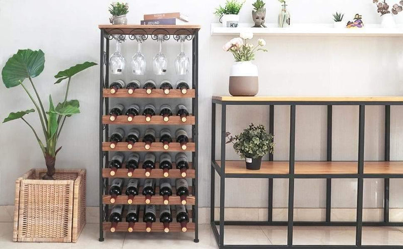 wine bottle rack in the living room