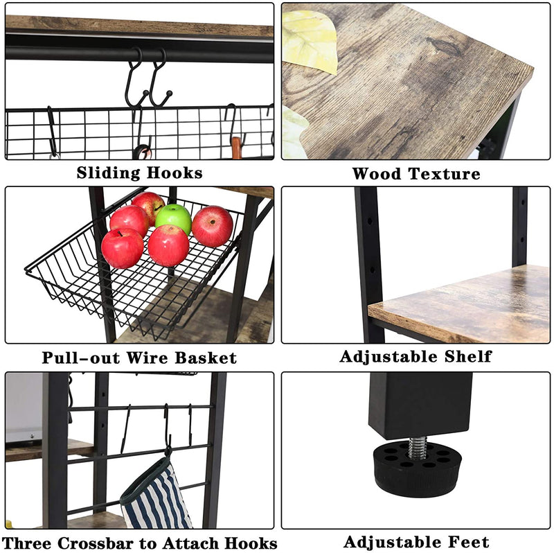 wooden bakers rack details