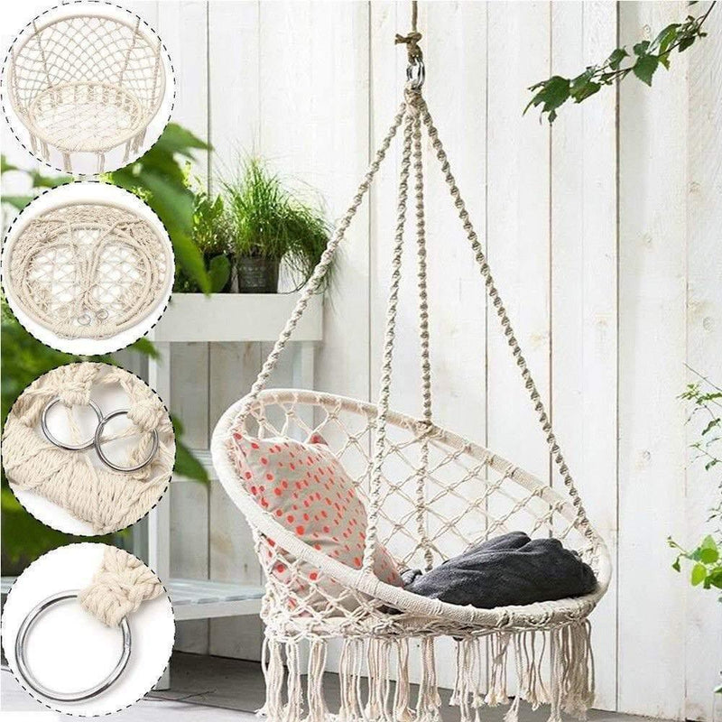 wooden hanging chair details show picture