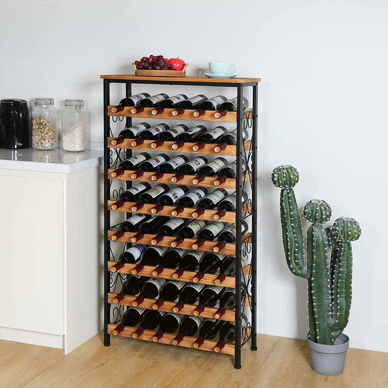 wooden wine rack in the kitchen